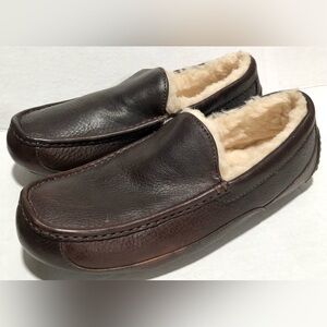 UGG Dark Brown Leather Slip-On Loafers